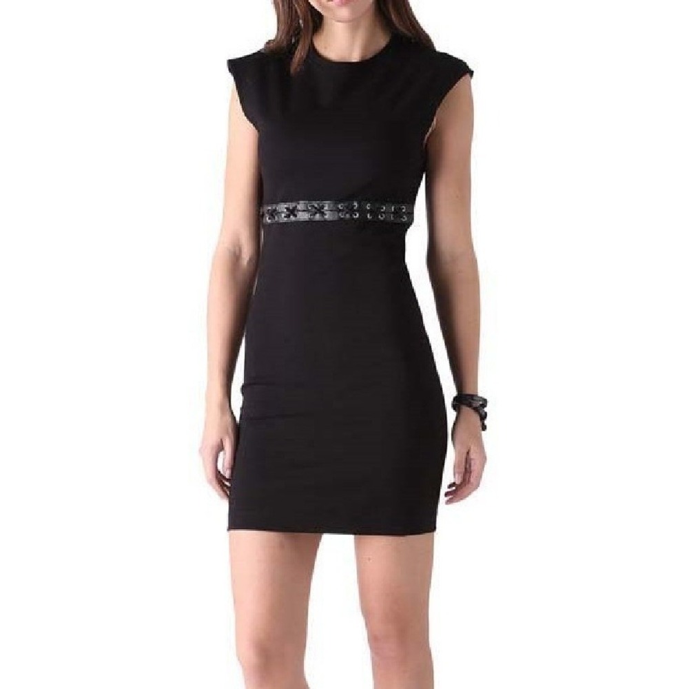 DIESEL Womens‎ Black  D RAE Sleeveless Leather Lace Up Waist Pencil Dress Size S